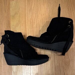 Fly London Black Suede Wedge Boots